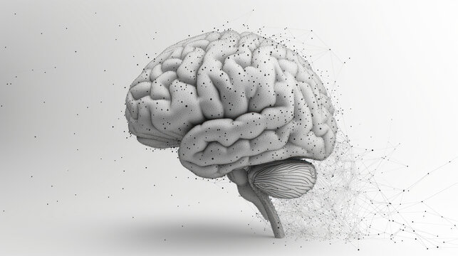 Brain, brain anatomy, anatomical structure of the brain, isolated brain, head organ, lobes. illustration. Copy space.