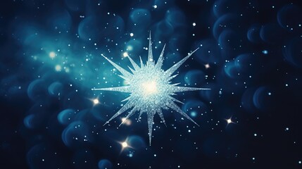 A single snowflake in a dark night sky. Suitable for winter-themed designs