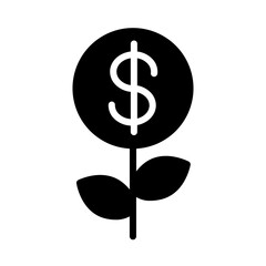 Money Dollar Plant Glyph Icon