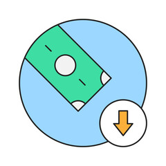 Simple illustration of money with an arrow down symbol. Best for business use, empty state illustrations, infographics, etc