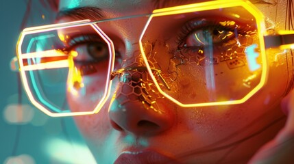 Cyberpunk retrofitting meets modern encryption ethereal glow captured in close up - obrazy, fototapety, plakaty