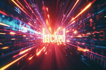 Fototapeta na wymiar Cybersecurity breach concept with hacked alert