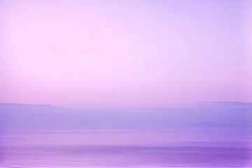Papier Peint photo Violet Tranquil Purple Sunrise, Serene Lake Landscape
