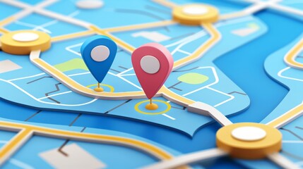 Discover futuristic travel navigation: gps tracking map with navigation pins - explore destinations...