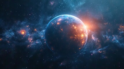 Obraz na płótnie Canvas Majestic exoplanet in a dazzling starfield