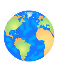 Planet Earth. Planet earth with continents and seas. The seas are blue with a white tint. Vector illustration EPS10.