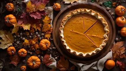 Beautiful  autumn  pumpkin  pie  the table 