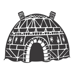 Silhouette igloo the Eskimo tribal House black color