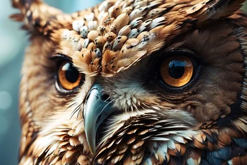 Photo sur Plexiglas Dessins animés de hibou The owl face up close is really cool