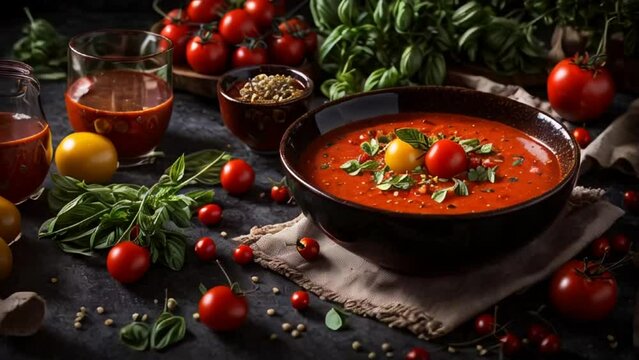 tomato gazpacho soup in a bowl
