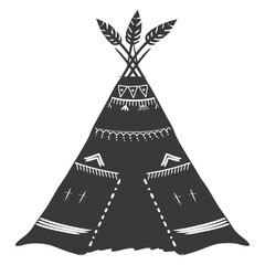 Silhouette Indian tribal tent black color only full