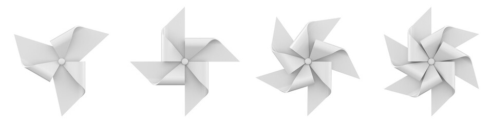 Collection of white pinwheels 3D