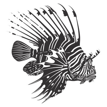recommend clip art: Silhouette lionfish black color only full body 