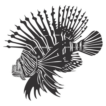 recommend clip art: Silhouette lionfish black color only full body 