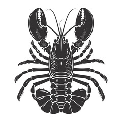 Silhouette lobster black color only full body 