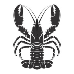 Silhouette lobster black color only full body 