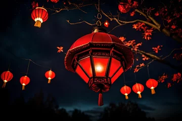 Tuinposter chinese lantern on the wall © Faisal