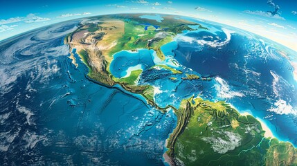  Explore the detailed physical map of central america and the caribbean | 3d illustration of...