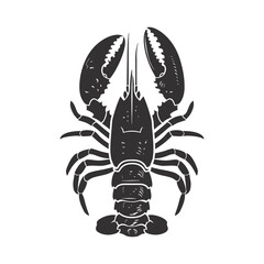 Silhouette lobster black color only full body 
