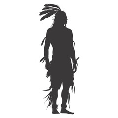 Fototapeta premium Silhouette native american man black color only full