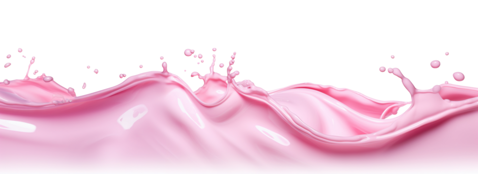 Splashing pink milky liquid similar to smoothie, yogurt or cream, cut out