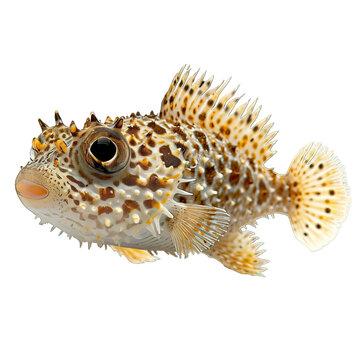 puffer fish isolated on transparent background ,generative ai