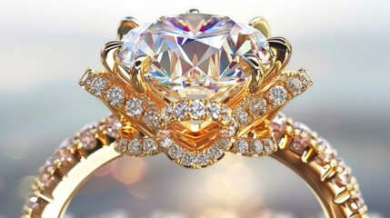 Close Up of a Diamond Ring on a Table