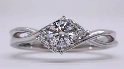 White Gold Ring With Diamond Center