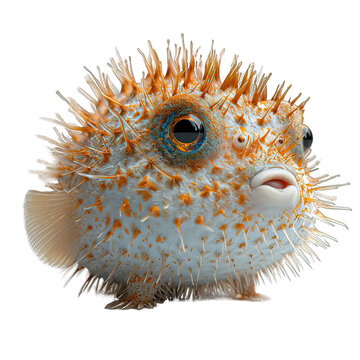 puffer fish isolated on transparent background ,generative ai