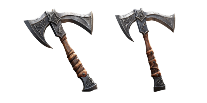 short battle axe isolated on a white background as transparent PNG