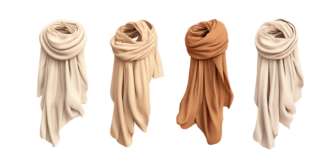 Collection of scarf isolated on a white background as transparent PNG