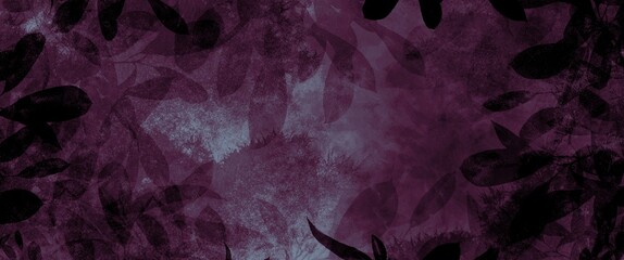 Dark burgundy black abstract texture with leaves