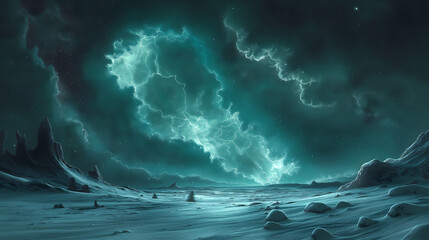 Fototapeta premium Abstract landscape, Dramatic Mystical Landscape Under Stormy Sky