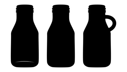 Smoothie bottle emblem, black isolated silhouette