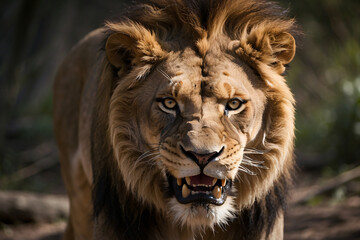 Lion face close up