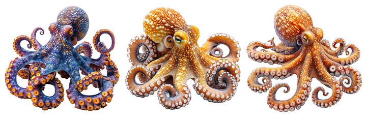 octopus isolated on transparent background ,sea octopus png ,generative ai