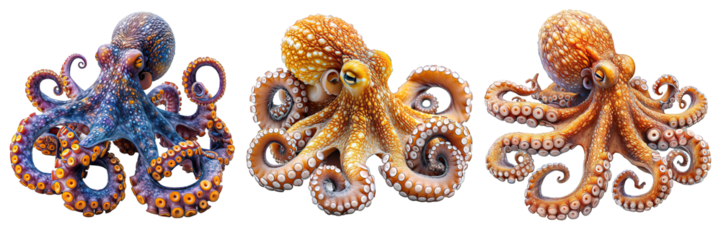 octopus isolated on transparent background ,sea octopus png ,generative ai