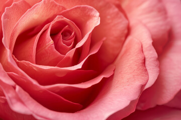 Fototapeta premium A close-up of a delicate pink rose, showcasing its intricate petals and soft texture in a captivating floral display.
