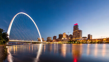 Night scenery of St. Louis Missouri Gateway Arch Skyline in Washington - obrazy, fototapety, plakaty