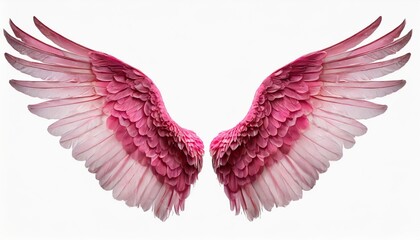 pink cupid wings llustration cut out transparent isolated on white background png file - obrazy, fototapety, plakaty