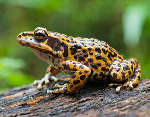 Obraz premium The northern leopard frog (Lithobates pipiensis) native North American animal. It is the state amphibian of Minnesota and Vermont.