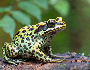 Fototapeta premium The northern leopard frog (Lithobates pipiensis) native North American animal. It is the state amphibian of Minnesota and Vermont.