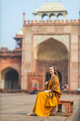 Woman on vacation in India - 744745509