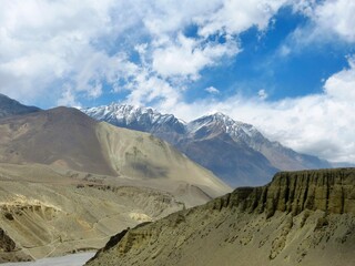 Landscape in the Himalayas, Himalayan mountains range in the Nepal Mustang district Kal Gandaki...