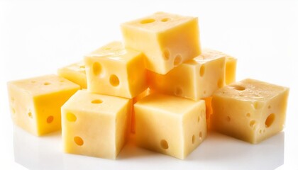 swiss cheese cubes isolated