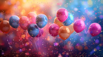 Vibrant birthday celebration backdrop featuring a colorful balloons