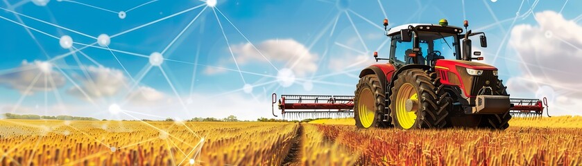 Farm data integration for precision agriculture seamless tech ecosystem on the field - obrazy, fototapety, plakaty
