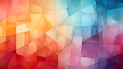 Obraz premium Abstract geometric block wall in warm and cold contrasting colors, abstract geometric background