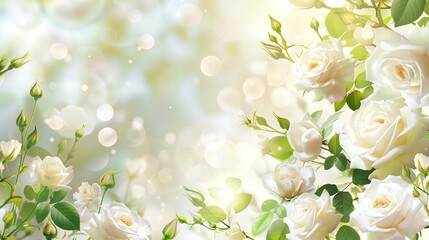 spring background, white roses wallpaper, floral background
