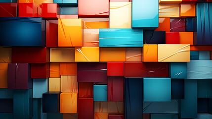 Geometric blocks wall, abstract geometric background